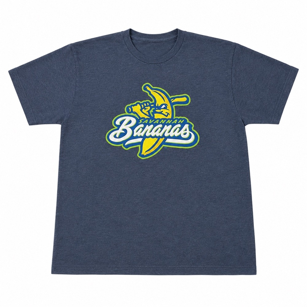 Savannah Bananas Baseball Graphic T-Shirt Mens XL Heather Navy Blue Short Sleeve